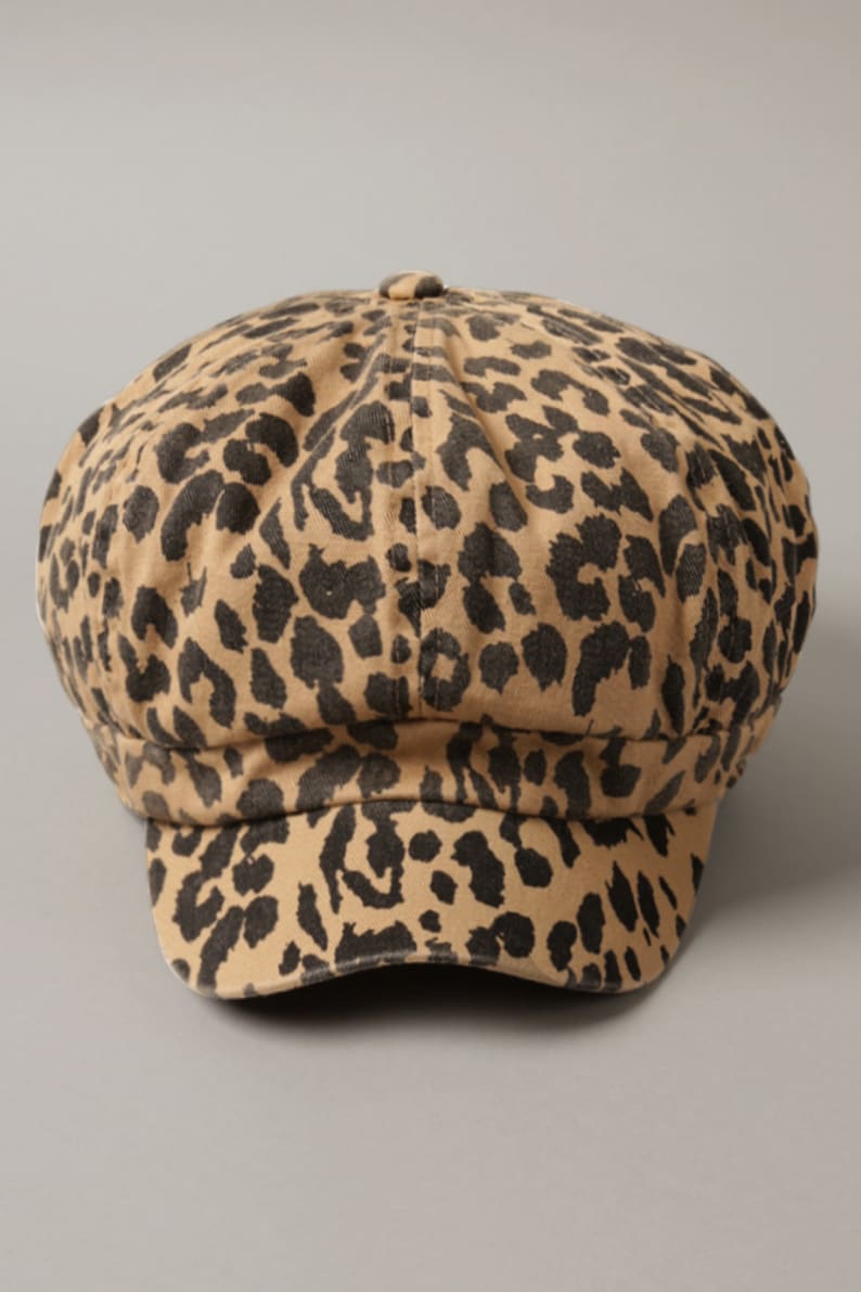 News Boy Cap, Cotton Newsboy Hat, Baker Fisherman Hat, Leopard Hat, Animal Print Hat, Cotton Hat, Everyday Hat, Casual Hat, image 2