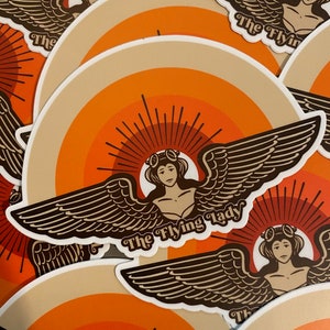 Flying Lady Die Cut Pilot Sticker - Retro Logo