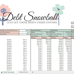 Dave Ramsey Inspired Debt Snowball Spreadsheet, Automatic Debt Snowball Planner, Calculando su fecha libre de deudas