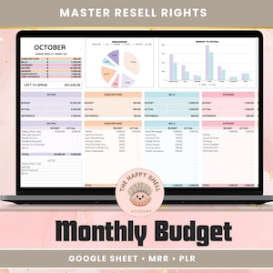Budget Spreadsheet Google Sheets MRR Digital Products, Google Sheets Budget PLR MRR, Spending Tracker plr Templates, Budget Google Sheets