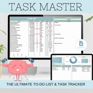 Digital To Do List and Task Tracker, Google Sheets To Do List, Organisation Spreadsheet, Productivity Planner, Task Tracker with MRR and PLR