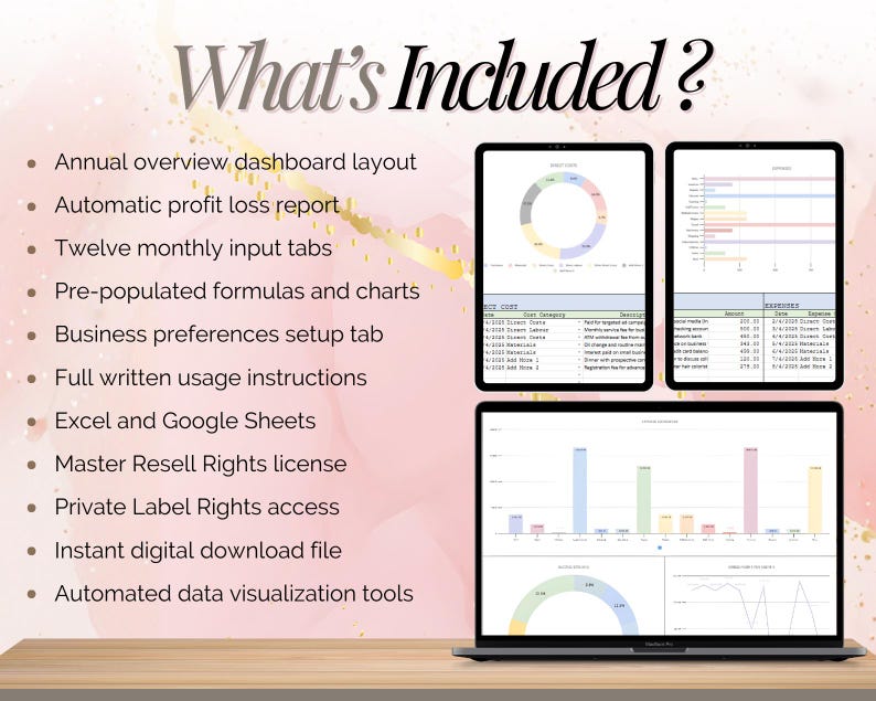 Hoja de cálculo para contabilidad de pequeñas empresas / Producto digital PLR y MRR / Seguimiento de presupuestos y gastos / Hojas de cálculo de Excel y Google imagen 10