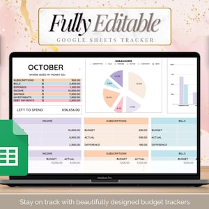 Feuille de calcul budgétaire Google Sheets MRR Produits numériques, Google Sheets Budget DPP MRR, Modèles de suivi des dépenses plr, Budget Google Sheets image 2