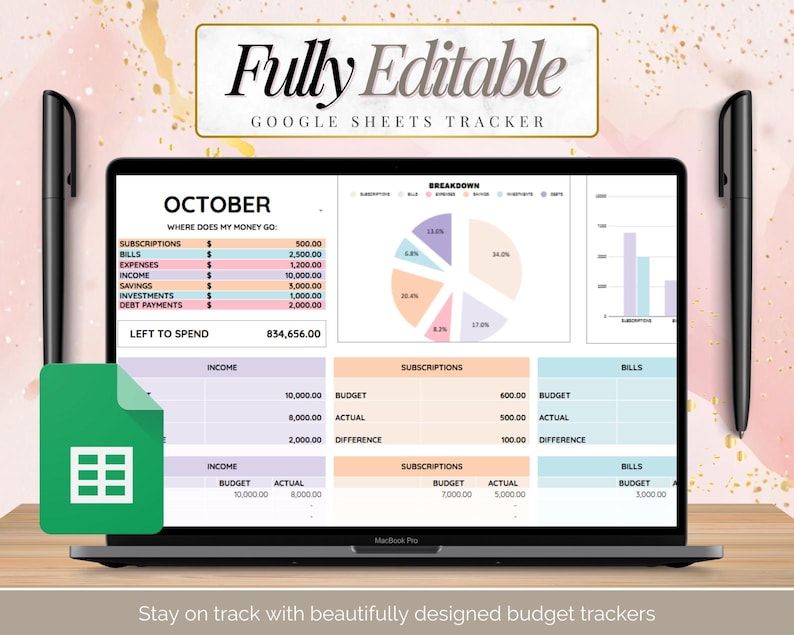Feuille de calcul budgétaire Google Sheets MRR Produits numériques, Google Sheets Budget DPP MRR, Modèles de suivi des dépenses plr, Budget Google Sheets image 2