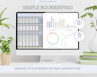 Small Business Income and Expenses Bookkeeping Tracker Excel & Google Sheets Spreadsheet, Etsy Sellers Spreadsheet, Expense Tracker