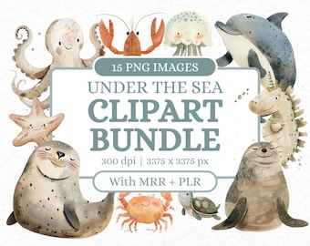Meer Clipart Bundle | PLR und MRR Digitales Produkt | Kommerzielle Clipart für Instagram Templates & Social Media
