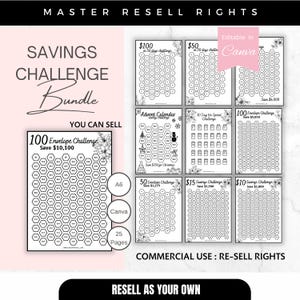 Savings Challenge Printable | Money Saving Challenge Bundle | A6 Sized Mini Savings Challange Trackers | 1000 Savings | With MRR and PLR