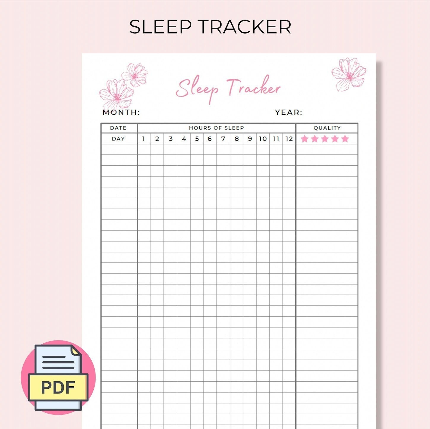 Sleep Tracker Printable Sleep Planner PDF Sleep Tracker Etsy