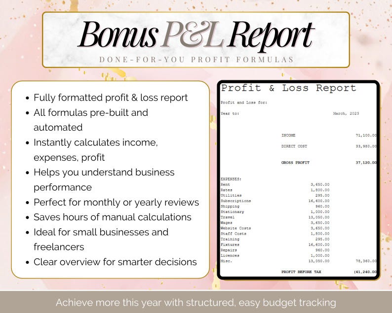 Hoja de cálculo para contabilidad de pequeñas empresas / Producto digital PLR y MRR / Seguimiento de presupuestos y gastos / Hojas de cálculo de Excel y Google imagen 6