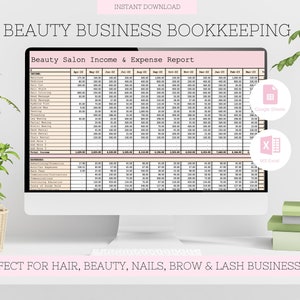 Beauty Business Income and Expenses Bookkeeping Spreadsheet, Excel & Google Sheets Expense Tracker Nail Tech, Lash Tech, With MRR and PLR