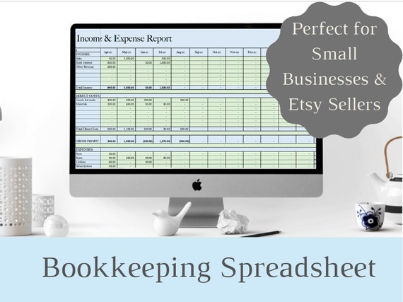 Small Business Income and Expenses Bookkeeping Excel Spreadsheet, Etsy Sellers Spreadsheet,Etsy Sellers Bookkeeping