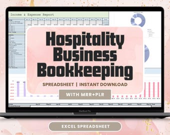Hotellerie Business Buchhaltung | PLR MRR Digitales Produkt | Ausgaben- und Budget-Tracker | Excel Planer