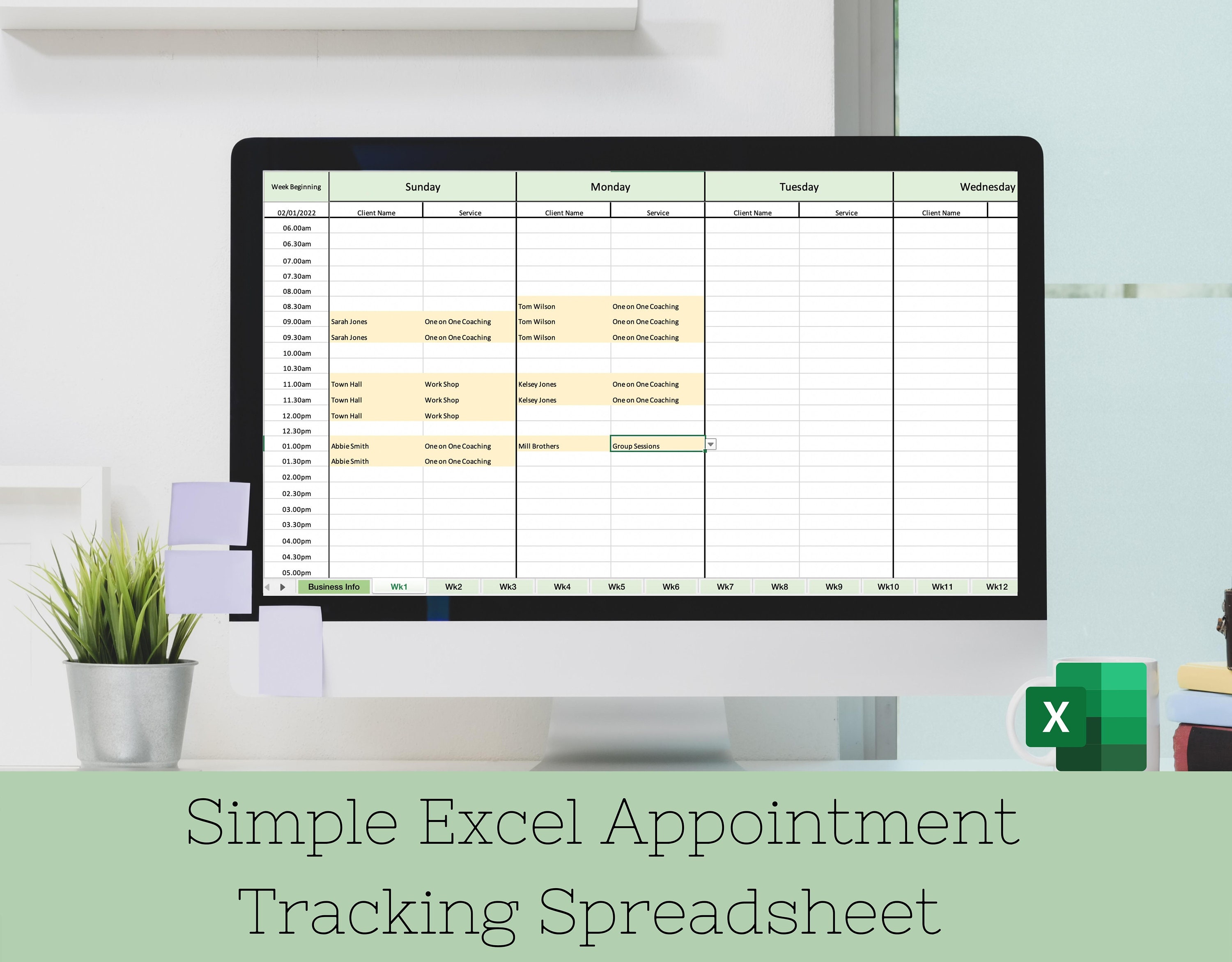 Appointment Booking Spreadsheet Client Appointment Schedule Client