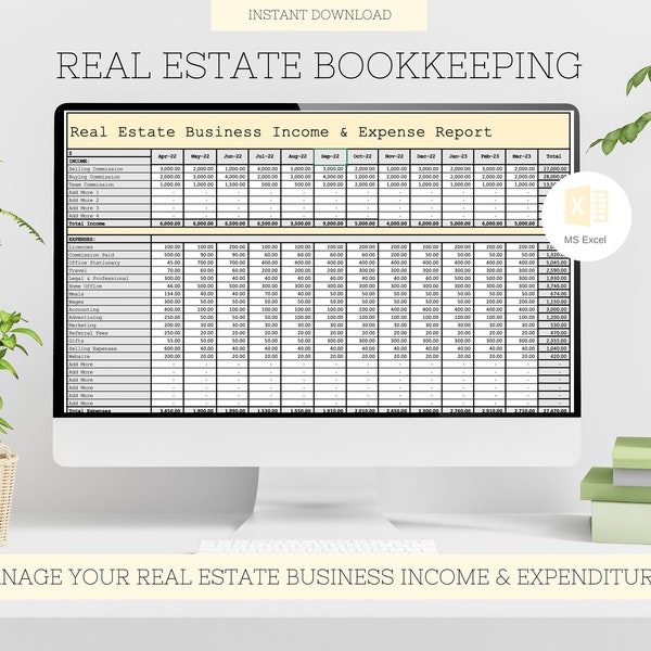 Real Estate Agent Bookkeeping Spreadsheet Etsy