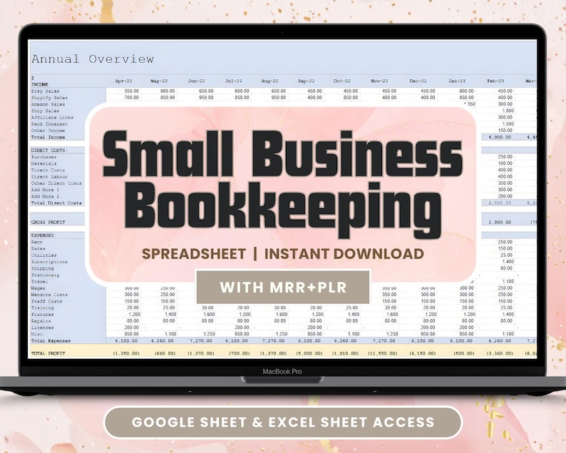 Hoja de cálculo para contabilidad de pequeñas empresas / Producto digital PLR y MRR / Seguimiento de presupuestos y gastos / Hojas de cálculo de Excel y Google imagen 1