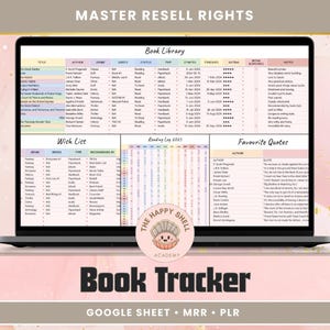Book Tracker Google Sheets | PLR & MRR Digital Product | ADHD Habit Reading Tracker Spreadsheet | Bookstagram Planner