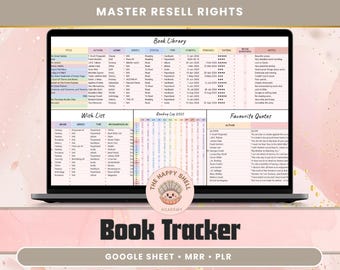 Buch-Tracker Google Sheets | PLR & MRR Digitales Produkt | ADHD Habit Reading Tracker Tabelle | Lesezeichen-Planer
