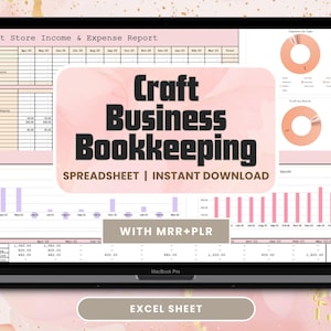 Craft Business Bookkeeping Spreadsheet | PLR & MRR Digital Product | Expense Budget Tracker for Makers | Excel Planner