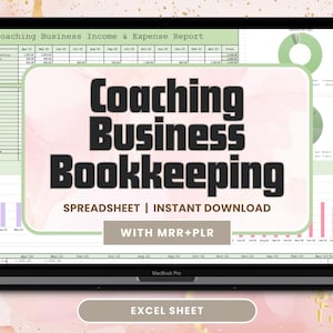 Coaching Business Buchhaltung Tabelle | PLR & MRR Digitales Produkt | Ausgaben Budget Tracker | Excel Planer