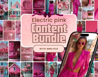 Pink Stock Image Inhaltsbibliothek | PLR & MRR Digitales Produkt | Faceless Reels und Instagram-Vorlagen | 140 Abbildungen