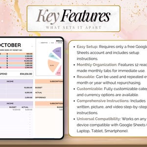 Feuille de calcul budgétaire Google Sheets MRR Produits numériques, Google Sheets Budget DPP MRR, Modèles de suivi des dépenses plr, Budget Google Sheets image 3