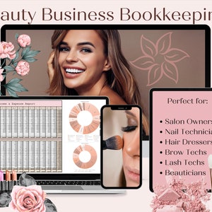 Beauty Business Income and Expenses Bookkeeping Spreadsheet, Excel & Google Sheets Expense Tracker Nail Tech, Lash Tech, With MRR and PLR