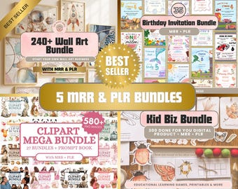 Ultimatives digitales Produkt-Bundle | 3000+ PLR und MRR Digital Produkte | Print on Demand, Kinder Ausdrucke, Wandkunst & Einladungsvorlagen