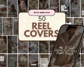 50 Instagram Rolle Cover | Bearbeitbare Canva-Vorlagen | PLR und MRR Digitales Produkt | Faceless Reels & Social Media