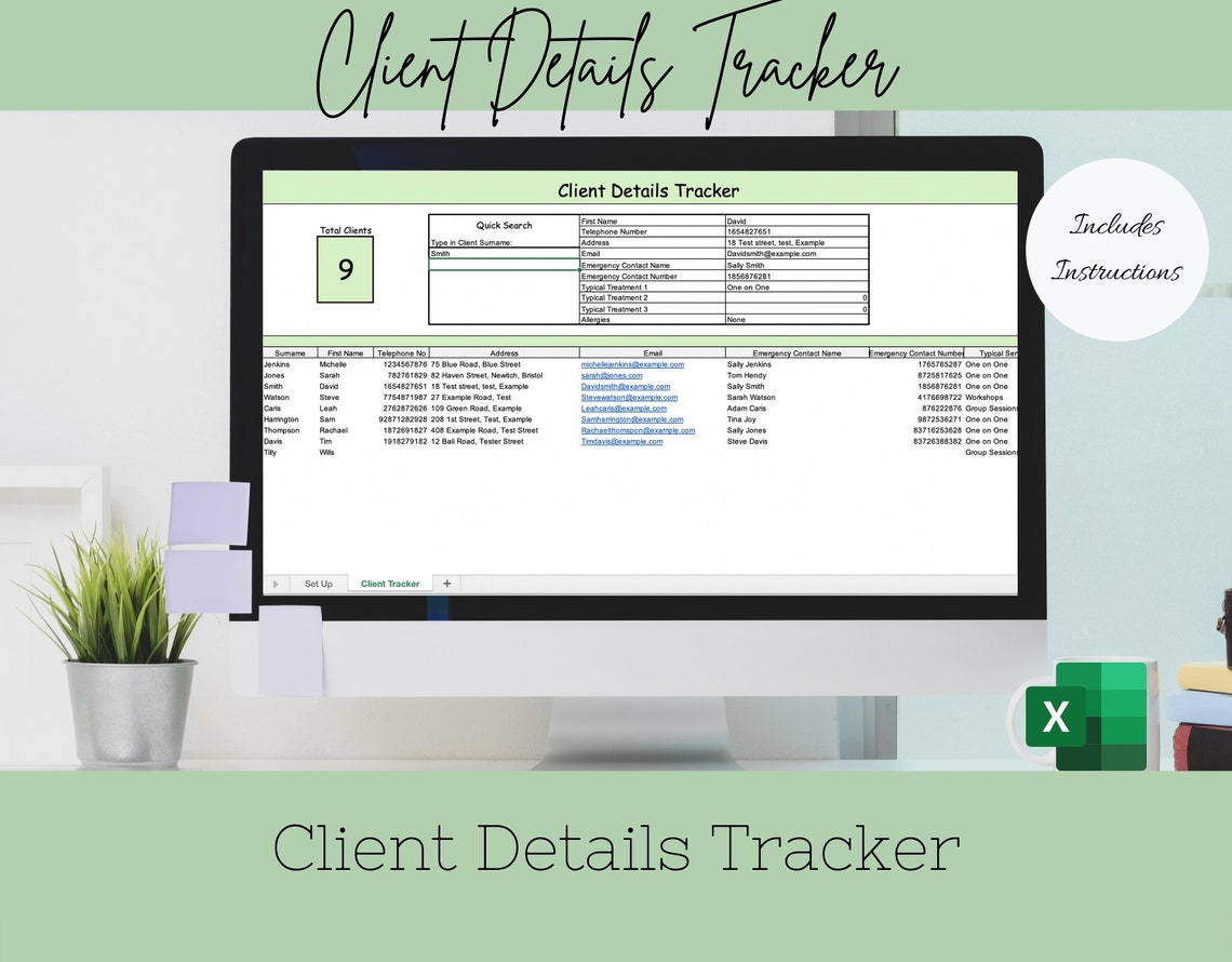 Customer Database Tracker Example Client Details Tracker Spreadsheet, Client Information Database, Client ...