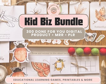 Kids Biz Bundle | 300 pädagogisch wertvolles | PLR und MRR Digitale Produkte für Malseiten, Lernkits & Digitales Marketing