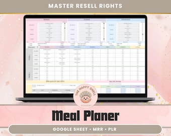 Meal Planner Google Sheets | PLR & MRR Digital Product | ADHD Daily and Weekly Planner Spreadsheet | Resell Rights Included