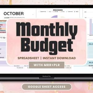 Feuille de calcul budgétaire Google Sheets MRR Produits numériques, Google Sheets Budget DPP MRR, Modèles de suivi des dépenses plr, Budget Google Sheets image 12