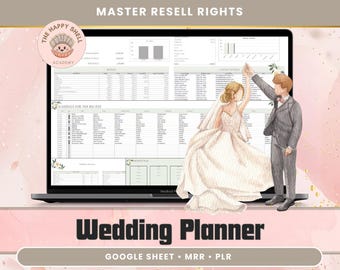 Hochzeitsplaner | PLR & MRR Digitales Produkt | Haushalt, Gästeliste Terminplan | Google Sheets und Excel