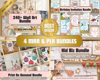 Ultimatives digitales Produkt-Bundle | 3000+ PLR und MRR Digital Produkte | Print on Demand, Kinder Ausdrucke, Wandkunst & Einladungsvorlagen