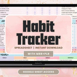 Habit Tracker Google Sheet MRR Digital Products, Task Tracker Google Sheets MRR PLR, Habit Tracker Spreadsheet Template, Plr Digital Product