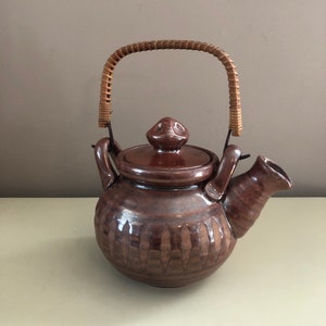 Vintage 70s Danish Modern Pottery Teapot, Artist Hand-made Coffee Pot
