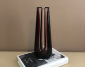 Vintage MCM Murano Layered Faceted Block Vase, Signed 10 quot Tall, Modern, Mid-Century Modern Architectural Geometric