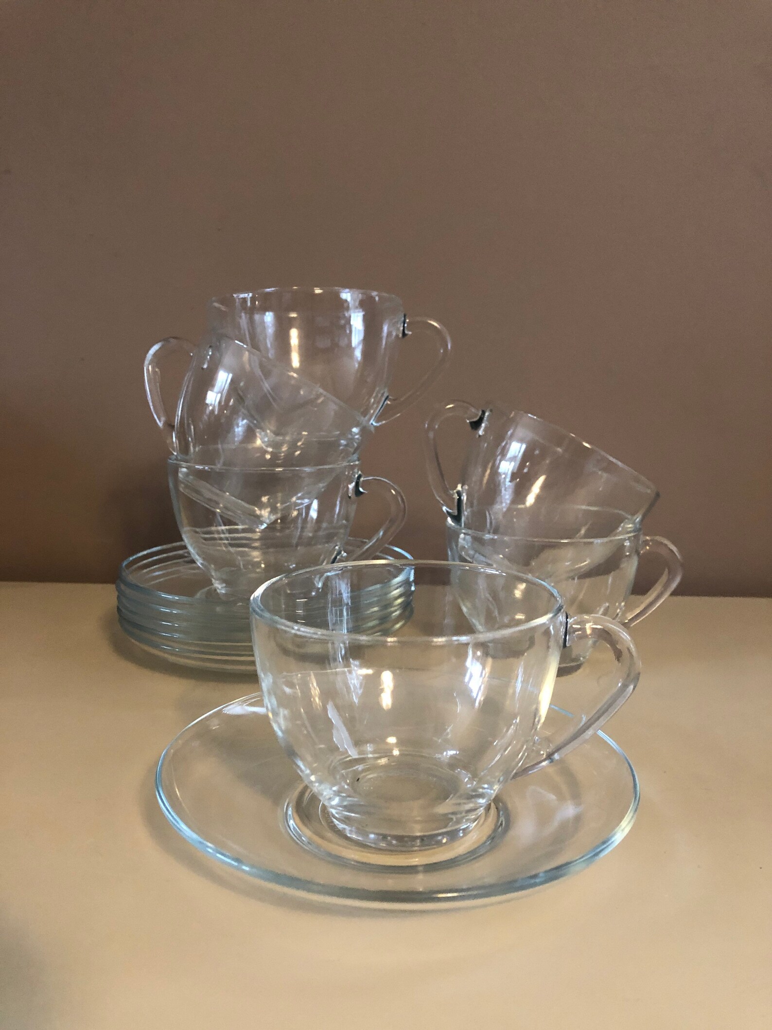 Set for 6 Vintage MCM French Arcoroc Coffee Cups & Saucers Etsy