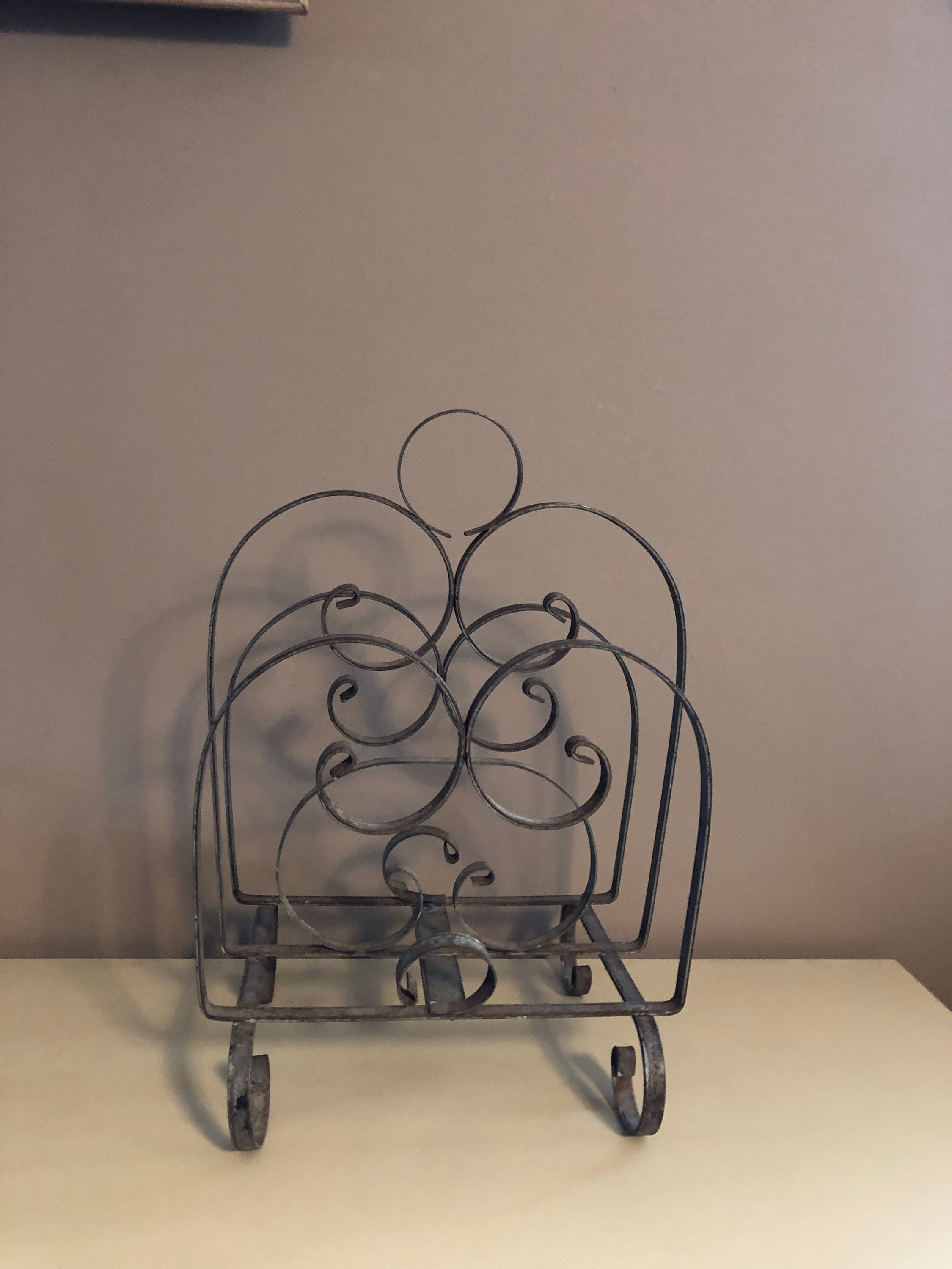 Vintage 70s French Country Metal Magazine Rack Beautiful - Etsy