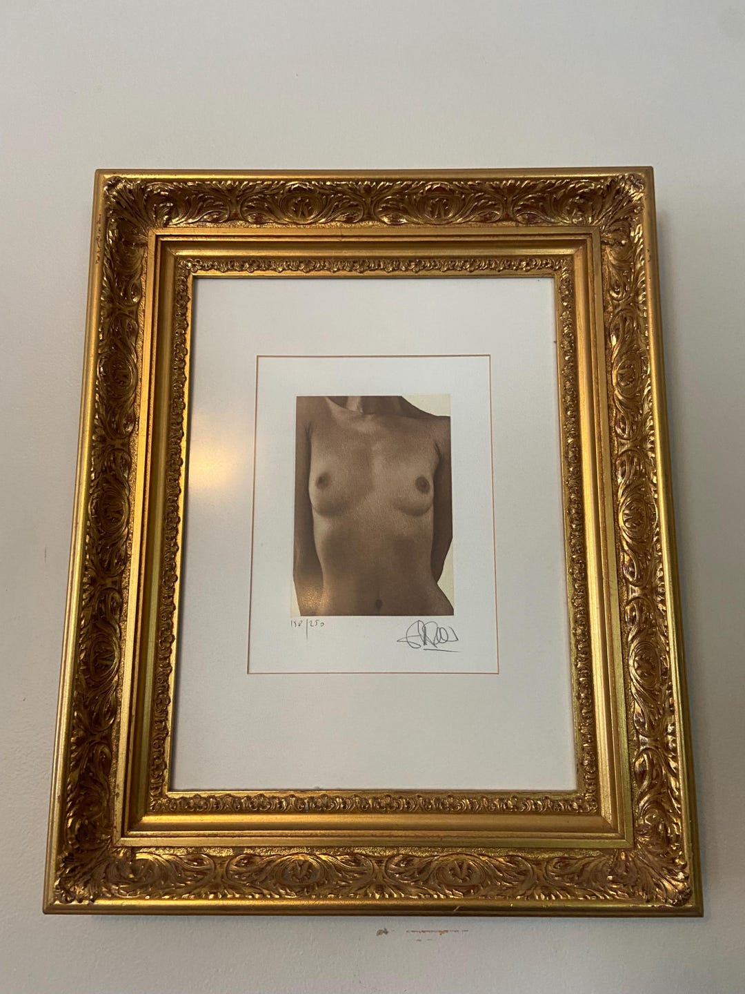 Willi Kissmer Framed Nude Torso Etching Print Signed Numbered 250