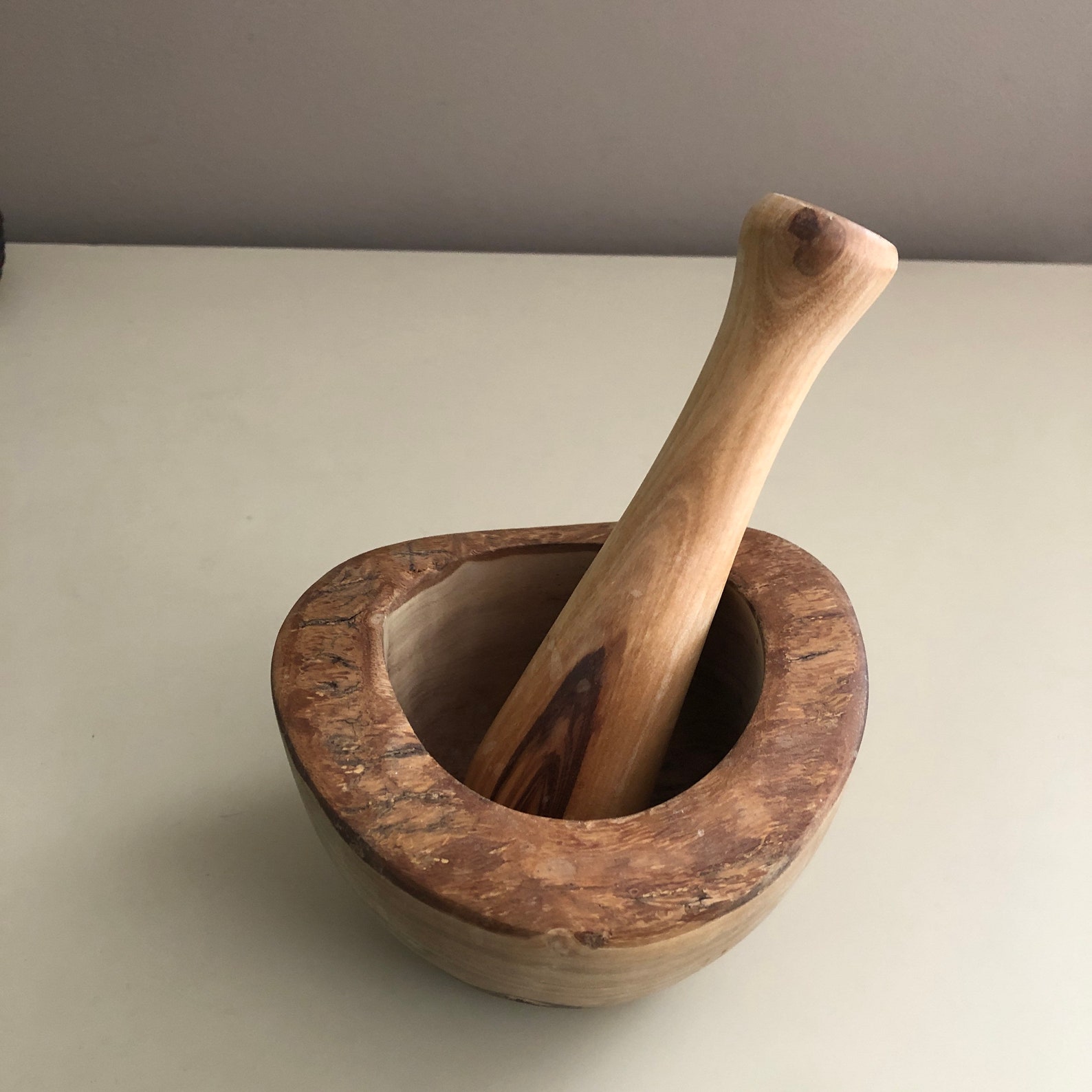 Rustic Olive Wood Mortar and Pestle Wood Herb Grinder Etsy