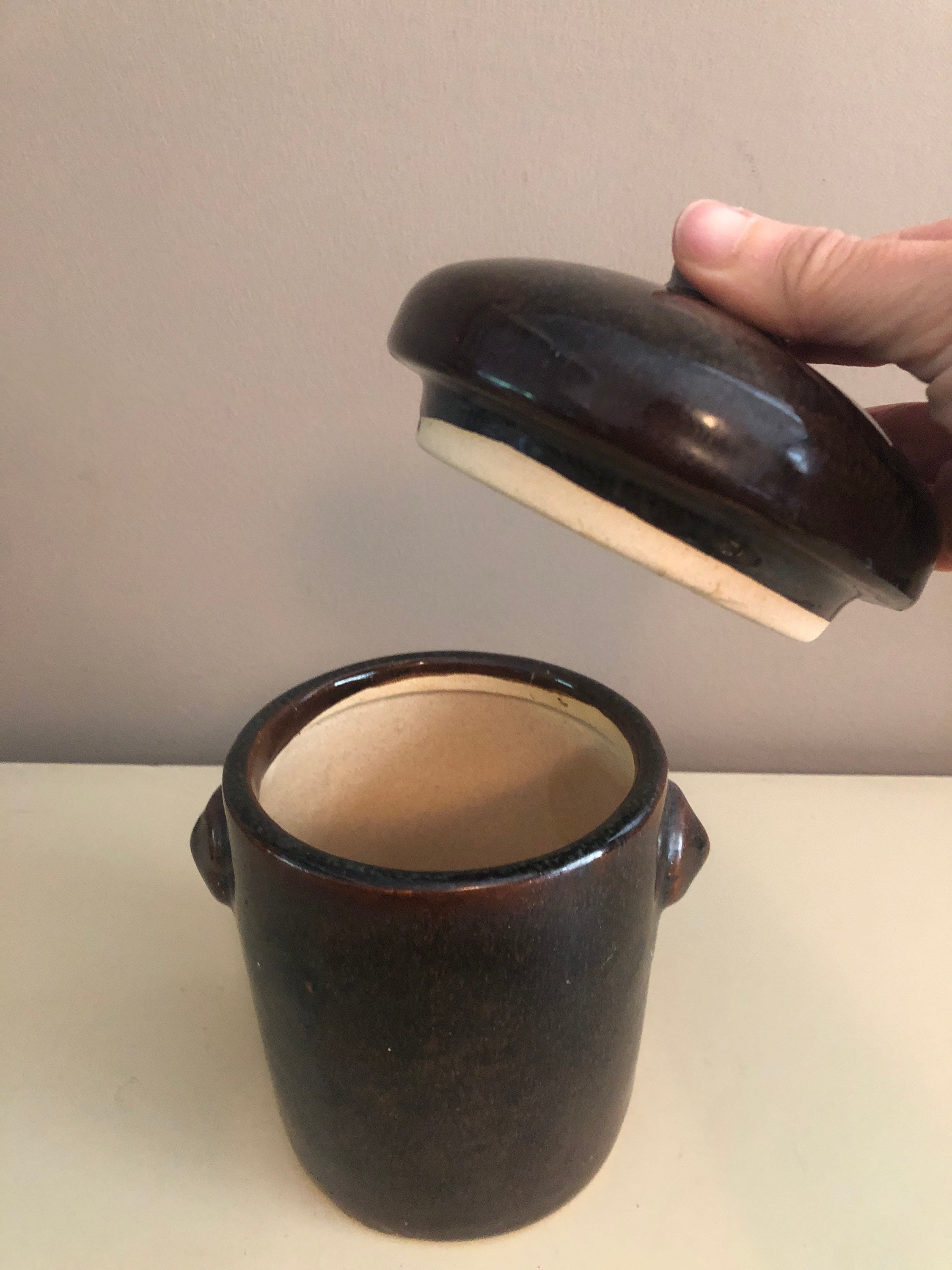 Vintage French Confit Pot Lidded Crock Jar Large Container Etsy