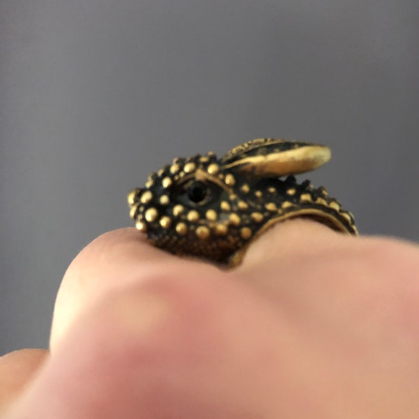 Anthropologie Whimsical Brass Rabbit Ring - Size 6