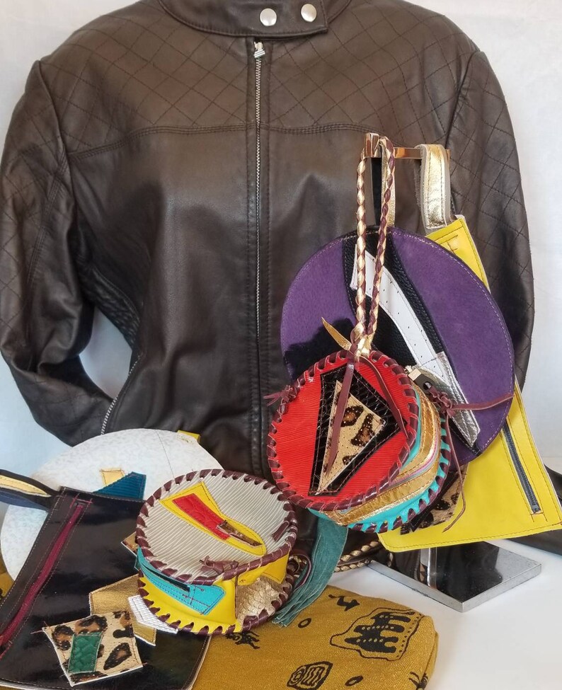 Handmade wearable art Small leather purse with wrist strap Etsy