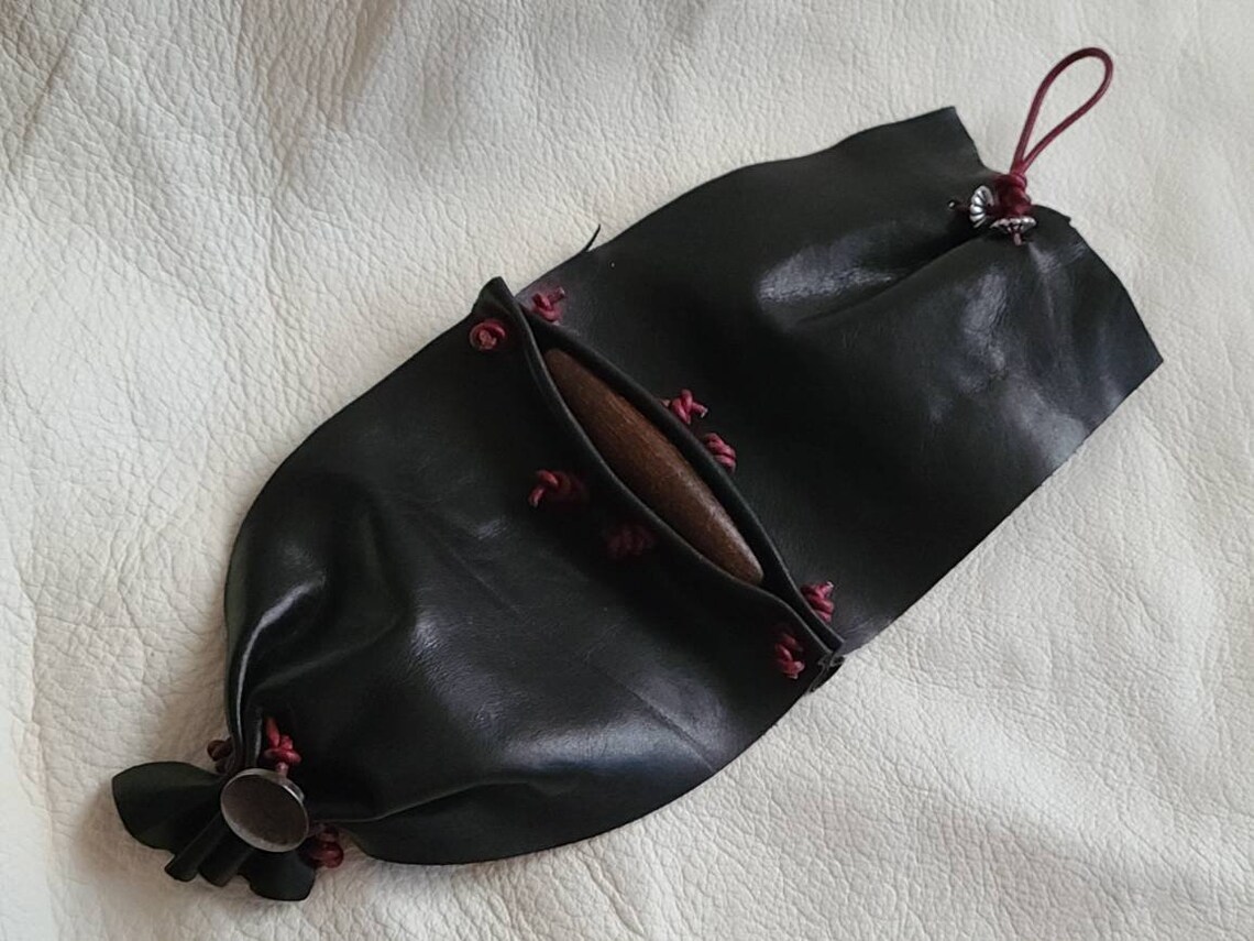 Handmade Leather Bracelet, With Large Wood Button and Leather Strings ...