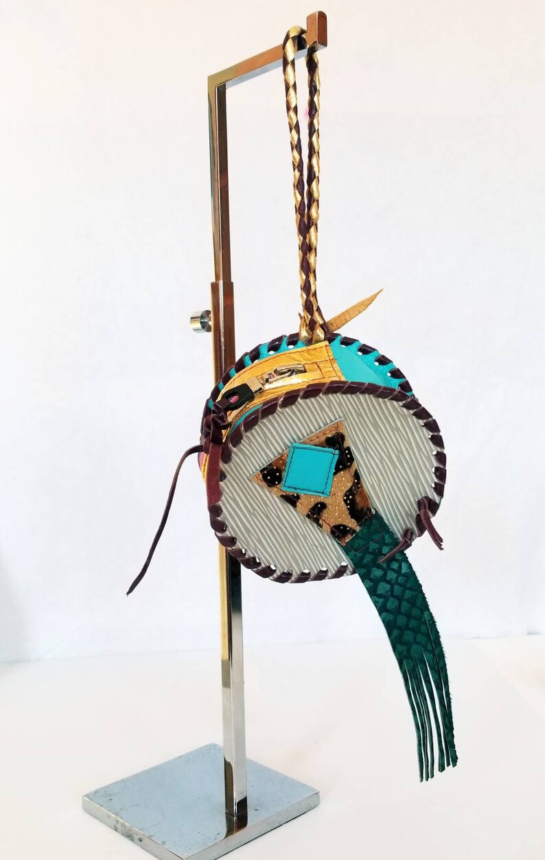 Handmade wearable art Small leather purse with wrist strap Etsy