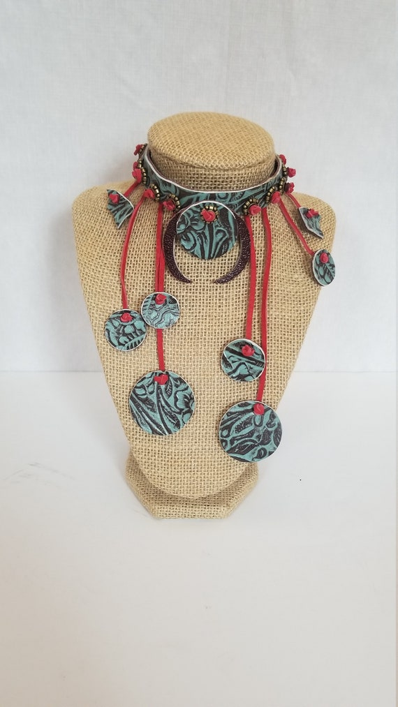 Handmade leather choker necklace