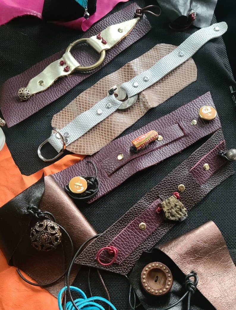 Handmade Leather Bracelet With Leather Strings and Metal Etsy