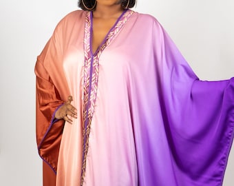 Ombre Print Kaftan Dress: Lightweight Beach Cover-Up