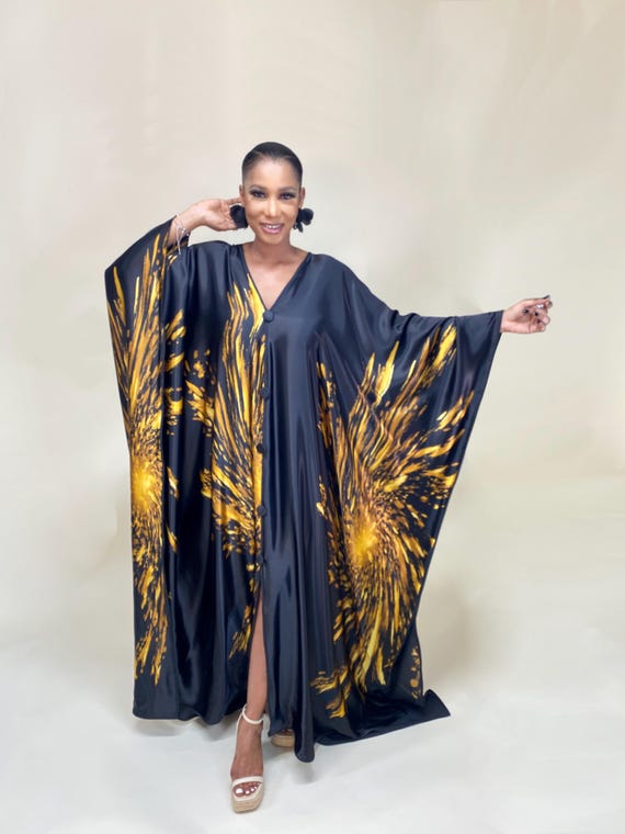 Printed Kaftan Dress: Lightweight Boho Maxi Abaya